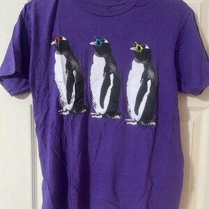 Retro Deter Purple Penguin T-Shirt